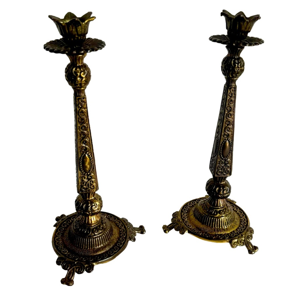 Beautiful pair of brass candlestick holders by Wainberg.